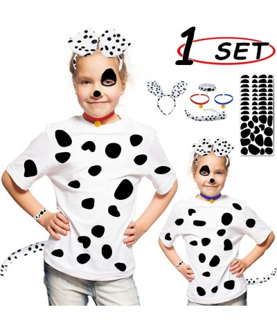 Dalmatian Dog costume Ear Headband Tail Body Painting Crayons Silicone bracelet Gold Tag and 72 Different Shapes Black Felt S...