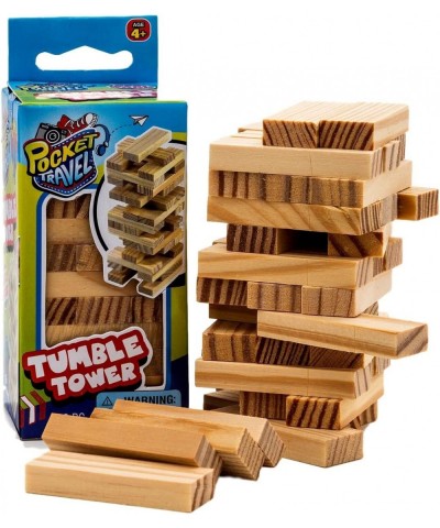 Real Wood Mini Tumble Tower Classic Game (1 Set) Travel Size 4 Inch by JARU. Wooden Tumbling Tower Blocks of Classic Toys Gam...