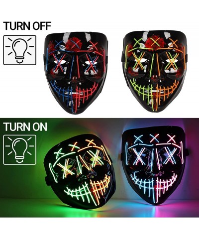 Halloween 2 Pack Purge Mask Led Light Up Masks with 4 Lighting Modes Scary Mask for Men Women Kids Cosplay $23.59 Kids' Dress...