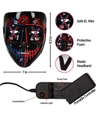 Halloween 2 Pack Purge Mask Led Light Up Masks with 4 Lighting Modes Scary Mask for Men Women Kids Cosplay $23.59 Kids' Dress...