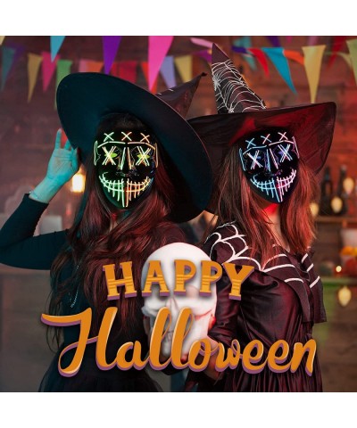 Halloween 2 Pack Purge Mask Led Light Up Masks with 4 Lighting Modes Scary Mask for Men Women Kids Cosplay $23.59 Kids' Dress...