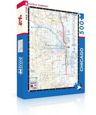 Transit Maps Chicago Transit Map - 500 Piece Jigsaw Puzzle $46.34 Jigsaw Puzzles