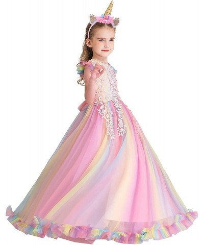 Princess Rainbow Tulle Dress Girls Unicorn Birthday Party Wedding Pageant Christmas Halloween Costume w/Headband $56.42 Kids'...