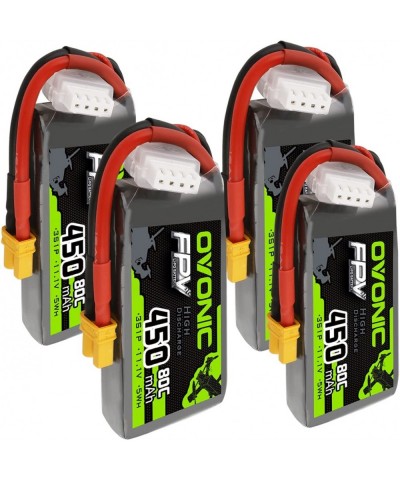 3S Lipo Battery 80C 450mAh 11.1V Lipo Battery with XT30 Connector for RC FPV Racing Drone Quadcopter(4 Packs) $80.14 Hobby Re...