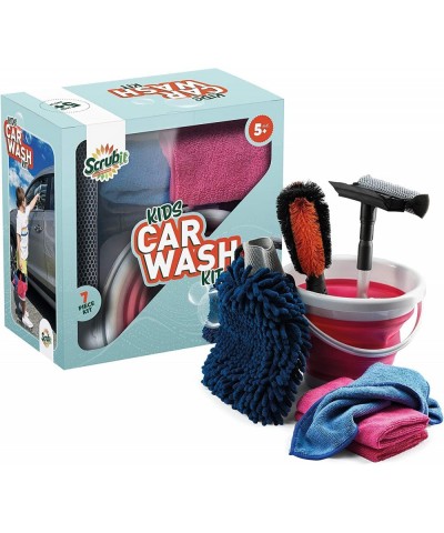 Kids Car Wash Activity Kit – 7 Kid-Sized Carwash Accessories Gifts for Boys & Girls Ages 5 6 7 8-10 - Outdoor Fun Toys – Set ...