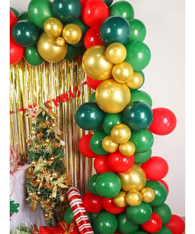 Christmas Balloon Arch Garland Kit 133 Packs Green Red Balloons Candy Cane Elf Foil Balloon Gold Chrome Latex Balloons for Me...