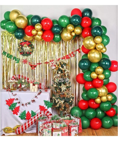 Christmas Balloon Arch Garland Kit 133 Packs Green Red Balloons Candy Cane Elf Foil Balloon Gold Chrome Latex Balloons for Me...