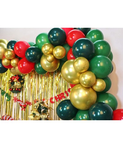 Christmas Balloon Arch Garland Kit 133 Packs Green Red Balloons Candy Cane Elf Foil Balloon Gold Chrome Latex Balloons for Me...