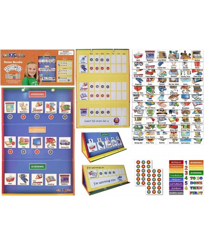 Visual Schedule for Kids Home Bundle: Daily Calendar and Weekly Progress Chart w/18" Reversible Folding Board & 129 Magnets f...