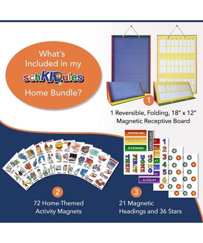 Visual Schedule for Kids Home Bundle: Daily Calendar and Weekly Progress Chart w/18" Reversible Folding Board & 129 Magnets f...