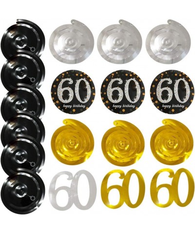 60th Birthday Decorations for Men Cheers to 60 Years Balloons Happy 60th Birthday Banner 60 Year Birthday Hanging Swirls Blac...