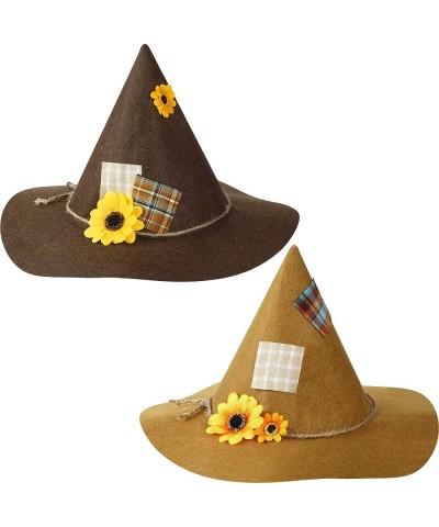 2 Pieces Scarecrow Hats Sunflower Scarecrow Witch Hats Felt Scarecrow Costume Hats for Halloween Cosplay Party Accessories Kh...