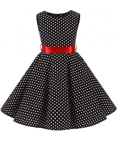 Girls 50s Vintage Polka Dot Flower Swing Rockabilly Prom Party Tea Dress Kids Audrey Wedding Formal Cocktail Evening Gown $44...