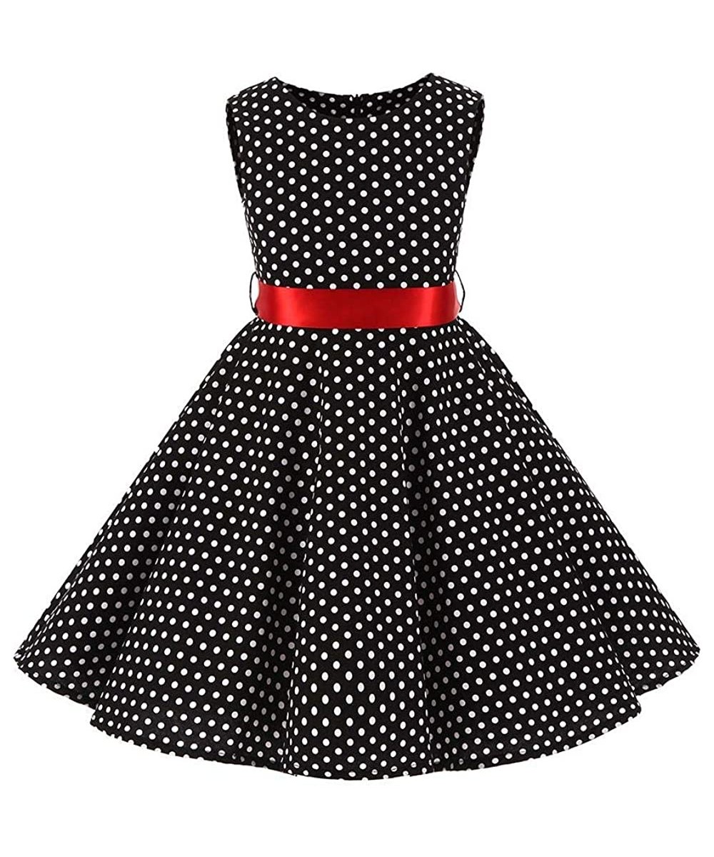 Girls 50s Vintage Polka Dot Flower Swing Rockabilly Prom Party Tea Dress Kids Audrey Wedding Formal Cocktail Evening Gown $44...