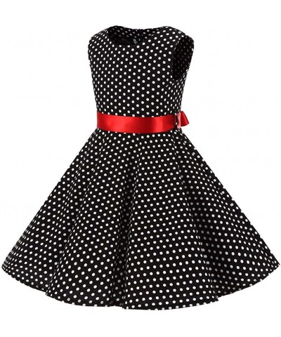 Girls 50s Vintage Polka Dot Flower Swing Rockabilly Prom Party Tea Dress Kids Audrey Wedding Formal Cocktail Evening Gown $44...