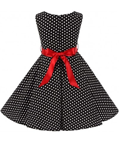 Girls 50s Vintage Polka Dot Flower Swing Rockabilly Prom Party Tea Dress Kids Audrey Wedding Formal Cocktail Evening Gown $44...