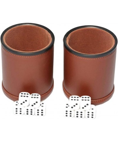 Leather Dice Cup Set Felt Lining Quiet Shaker with 5 Dot Dices for Farkle Yahtzee Games 2 Pack (Brown) $26.05 Game Accessories