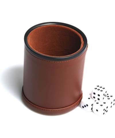 Leather Dice Cup Set Felt Lining Quiet Shaker with 5 Dot Dices for Farkle Yahtzee Games 2 Pack (Brown) $26.05 Game Accessories