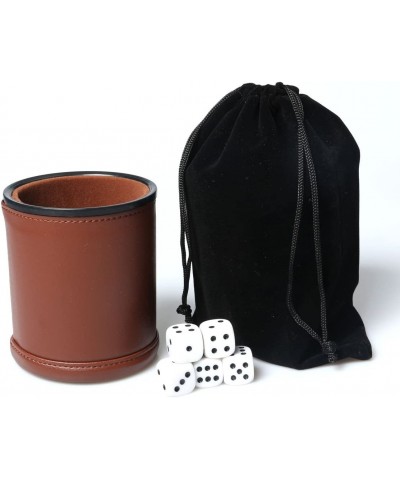 Leather Dice Cup Set Felt Lining Quiet Shaker with 5 Dot Dices for Farkle Yahtzee Games 2 Pack (Brown) $26.05 Game Accessories