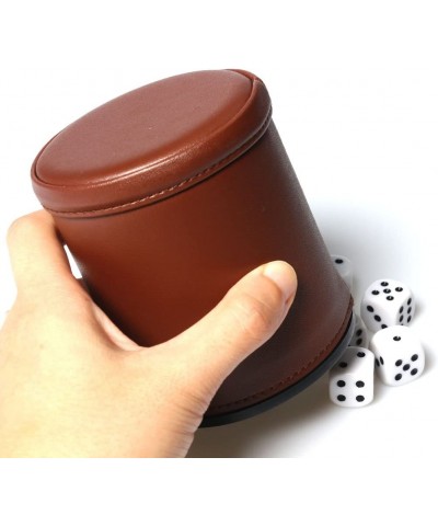 Leather Dice Cup Set Felt Lining Quiet Shaker with 5 Dot Dices for Farkle Yahtzee Games 2 Pack (Brown) $26.05 Game Accessories