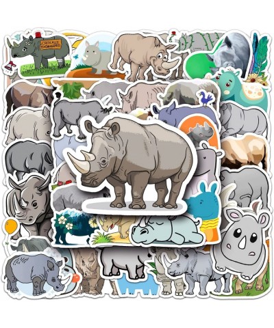 Cute Rhino Stickers Cartoon 50 PCS Funny Rhinoceros Animal Vinyl Stickers Laptops Water Bottles Computer Skateboard Journal S...