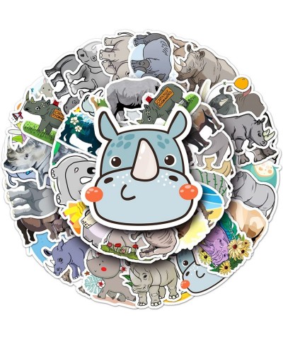 Cute Rhino Stickers Cartoon 50 PCS Funny Rhinoceros Animal Vinyl Stickers Laptops Water Bottles Computer Skateboard Journal S...