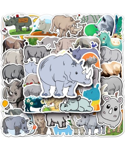 Cute Rhino Stickers Cartoon 50 PCS Funny Rhinoceros Animal Vinyl Stickers Laptops Water Bottles Computer Skateboard Journal S...