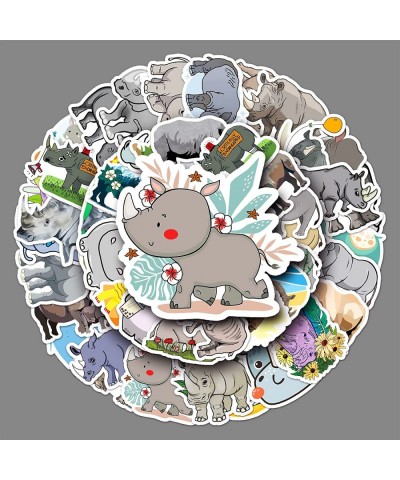 Cute Rhino Stickers Cartoon 50 PCS Funny Rhinoceros Animal Vinyl Stickers Laptops Water Bottles Computer Skateboard Journal S...