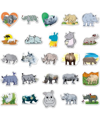 Cute Rhino Stickers Cartoon 50 PCS Funny Rhinoceros Animal Vinyl Stickers Laptops Water Bottles Computer Skateboard Journal S...