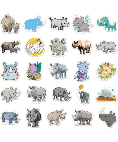 Cute Rhino Stickers Cartoon 50 PCS Funny Rhinoceros Animal Vinyl Stickers Laptops Water Bottles Computer Skateboard Journal S...