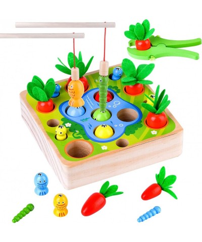 Montessori Toys for Toddlers Carrot Harvest Shaped & Size Matching Game Fine Motor Skill Wooden Toys for 3 4 5 Year Old Boys ...