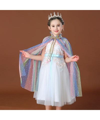 Princess Sequin Tulle Cape Cloak for Girls Costume Dress Up Play with Accessories $30.42 Kids' Costumes