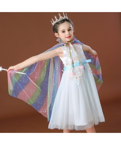 Princess Sequin Tulle Cape Cloak for Girls Costume Dress Up Play with Accessories $30.42 Kids' Costumes