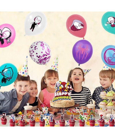 32 Pcs Spider Girl Party Balloons Superhero Girl Party Decorations Spider Gwen Party Supplies for Kids Pink Theme Baby Shower...