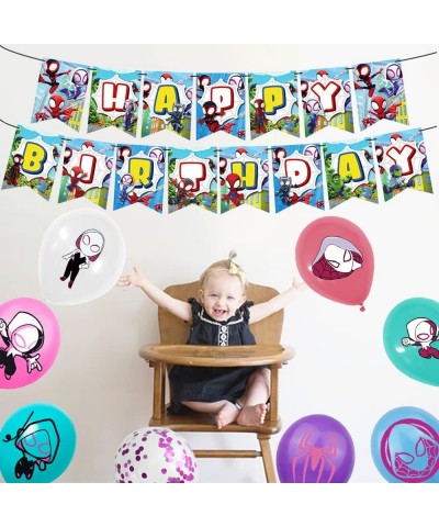 32 Pcs Spider Girl Party Balloons Superhero Girl Party Decorations Spider Gwen Party Supplies for Kids Pink Theme Baby Shower...