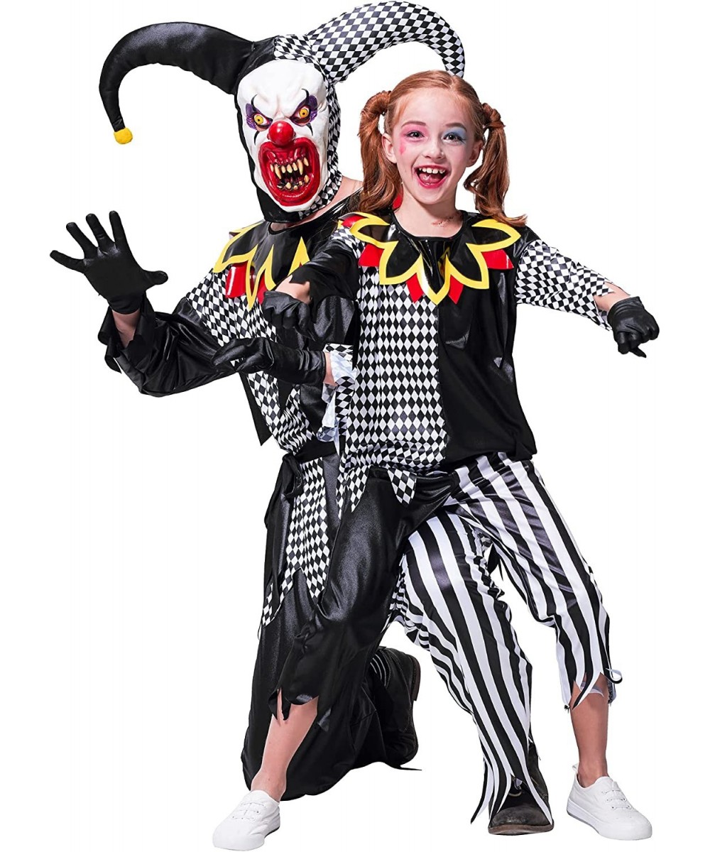 Clown Costume Parents and Kids Halloween Sinister Jester Funny Role Play Dree Up for Family Theme Party $44.61 Kids' Costumes