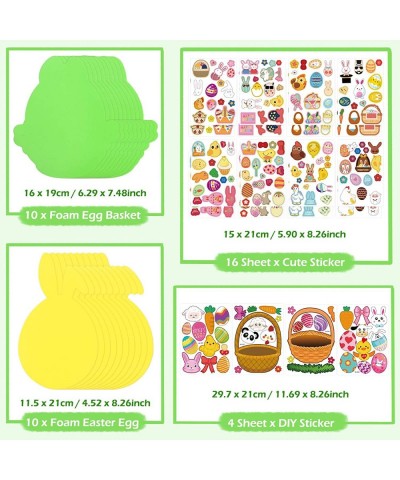 260 Pcs Easter Crafts for Kids Easter Foam Stickers Bunny Eggs Chick DIY Set Basket Stuffers Easter Decorations Gifts for Boy...