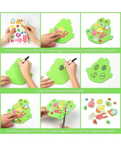 260 Pcs Easter Crafts for Kids Easter Foam Stickers Bunny Eggs Chick DIY Set Basket Stuffers Easter Decorations Gifts for Boy...