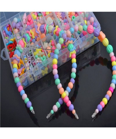 DIY Beads Set with 4 Packs String 24 Different Types and Shapes Colorful Acrylic Beads in a Box for Children Necklace and Bra...