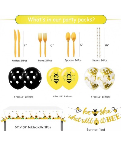 Bee Tableware Decorations - Bumble Bee Themed Party Supplies Include Backdrop Banner Plates Cups Napkins Cutlery Tablecloth B...