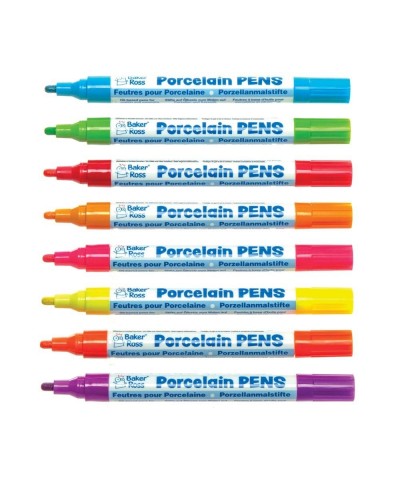 AW424 Neon Brights Porcelain Paint Pens - Pack of 8 Broad Tipped Oil Based Acrylic Markers for Kids Arts and Crafts Porcelain...