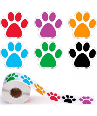 Paw Print Roll Stickers A Roll of 500 Pieces Round Colorful Dog Paw Labels Stickers Waterproof Bear Paw Printed Stickers for ...