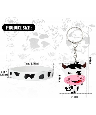 36 Pieces Cow Print Rubber Bracelets Cow Print Slap Bracelet Elastic Silicone Bracelet Cow Keychain for Baby Shower 1st Birth...