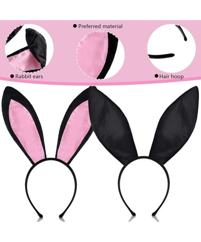 10 Pcs Bunny Costume Set Women Bunny Ear Headband Rabbit Collar Bow Tie Cuffs Tail Accessories Halloween Cosplay (Black Pink)...