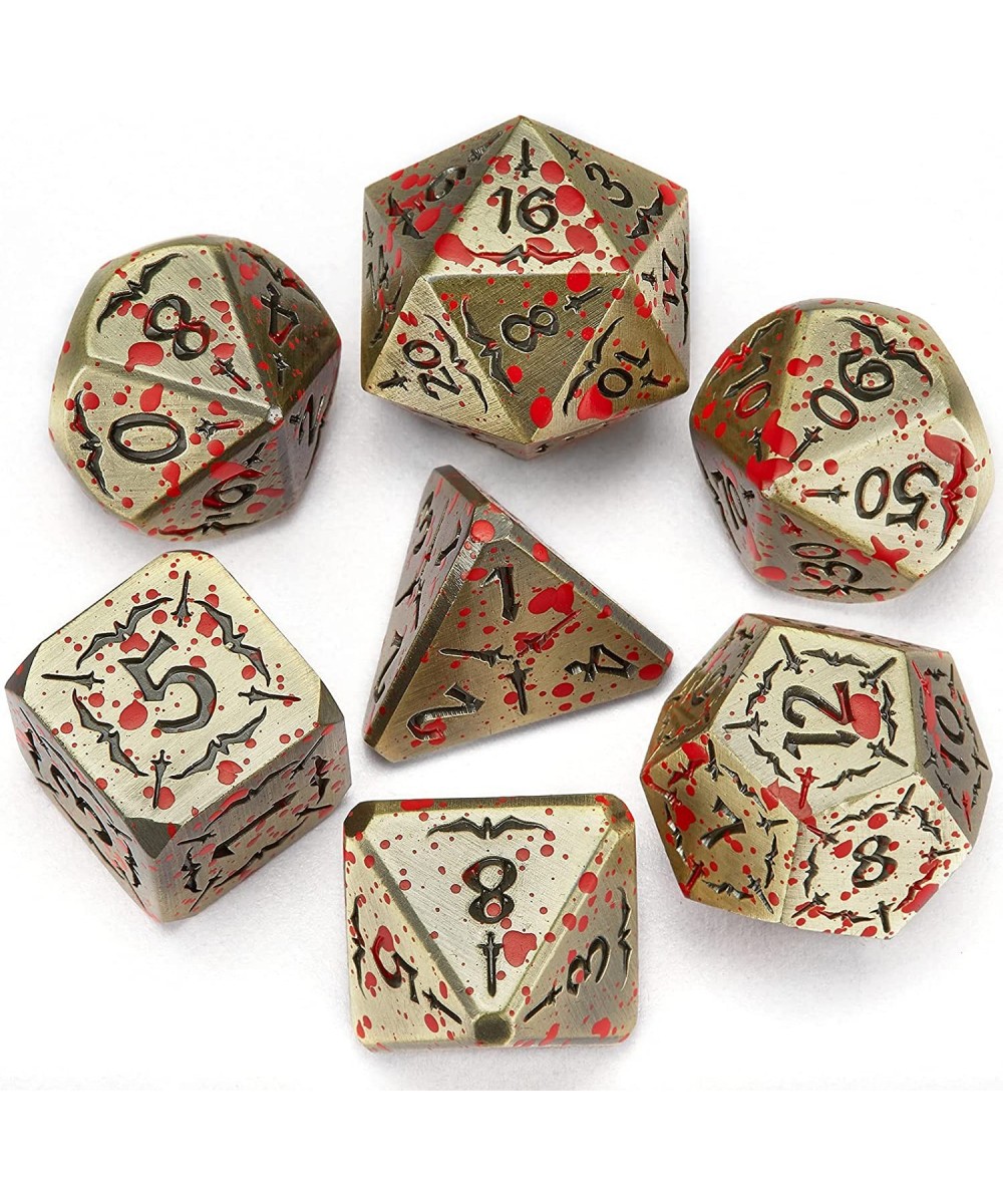 Blood Maledict Bronze Metal DND Dice Set with Metal Case D&D Metal Dice for Tabletop TRPG Gaming $41.94 Game Accessories