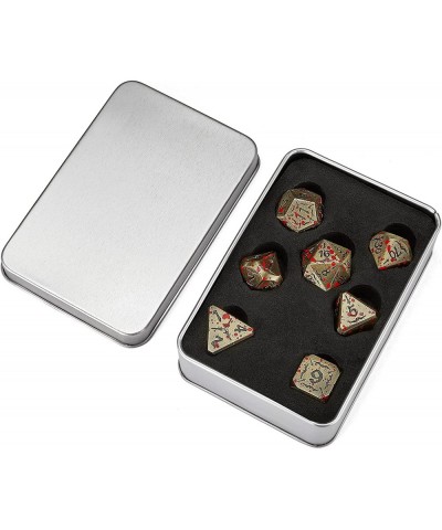 Blood Maledict Bronze Metal DND Dice Set with Metal Case D&D Metal Dice for Tabletop TRPG Gaming $41.94 Game Accessories