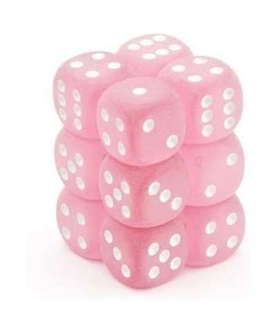 Dice d6 Sets: Frosted Pink & White - 16mm Six Sided Die (12) Block of Dice - OOP $22.71 Game Accessories