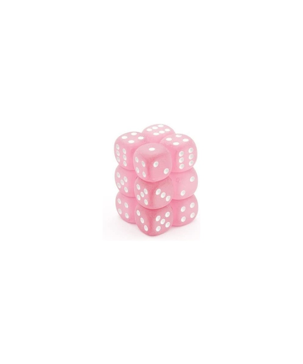 Dice d6 Sets: Frosted Pink & White - 16mm Six Sided Die (12) Block of Dice - OOP $22.71 Game Accessories