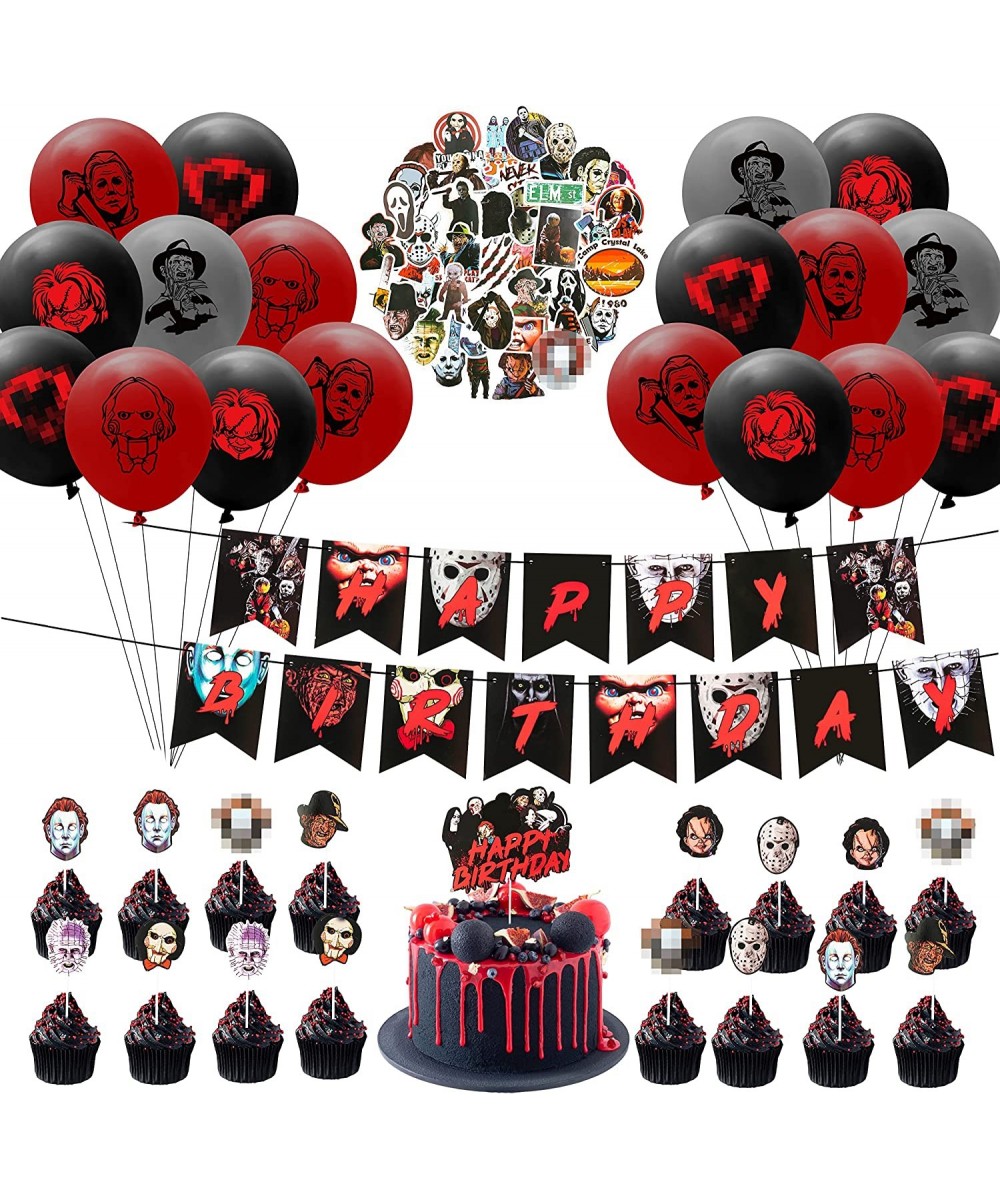 101P Halloween Horror Movie Classic Character Decorations Party Favors Include Horror Character Banner Balloon Stickers Birth...