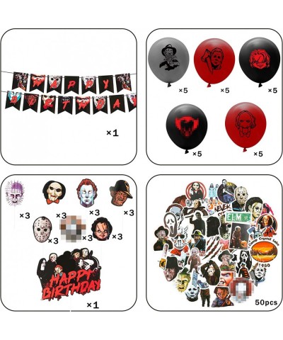 101P Halloween Horror Movie Classic Character Decorations Party Favors Include Horror Character Banner Balloon Stickers Birth...